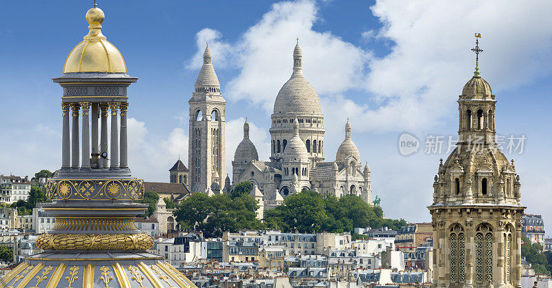 法国巴黎Sacré coeur Montmatre圆顶之间